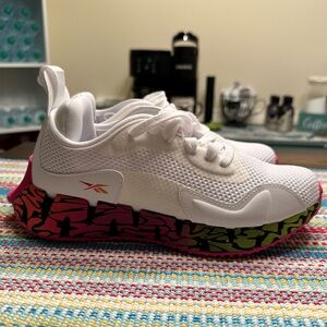 Reebok Women’s White Sneakers with Colorful Sole